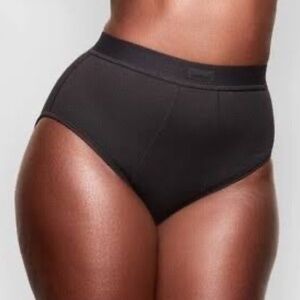 Skims Black Rib Cotton High Waisted Brief Panty